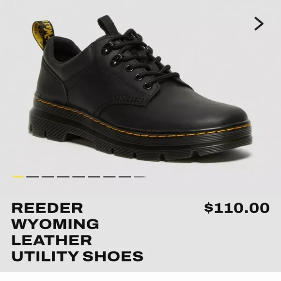Dr. Martens Reeder Black Leather Utility Shoes - Picture 4 of 6
